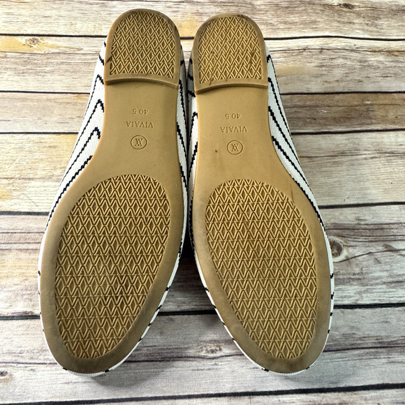 Vivaia Womens Ivory & Navy Blue Chevron Pattern Audrey Flat Loafer Shoes 9-9.5 - Picture 8 of 10